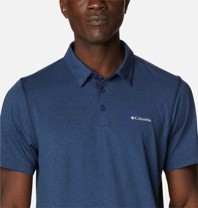 Navy Columbia Tech Trail Men's Polo Shirt | 68159ADLN