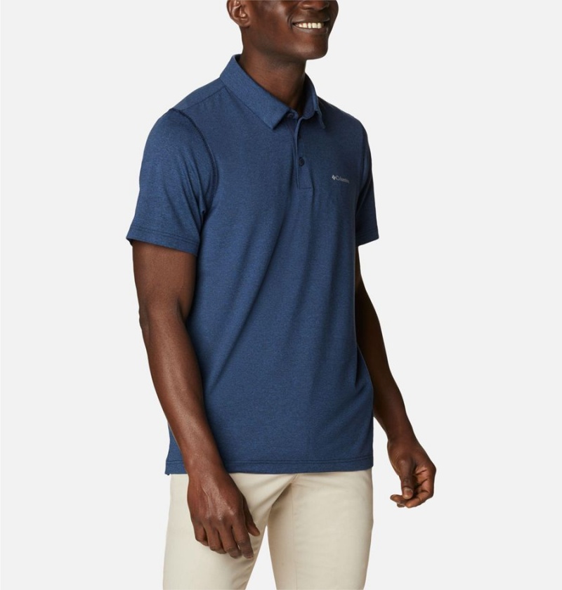 Navy Columbia Tech Trail Men's Polo Shirt | 68159ADLN