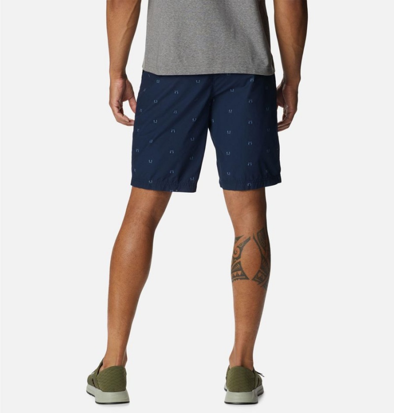 Navy Columbia Washed Out Printed Men's Shorts | 89632ZFSP