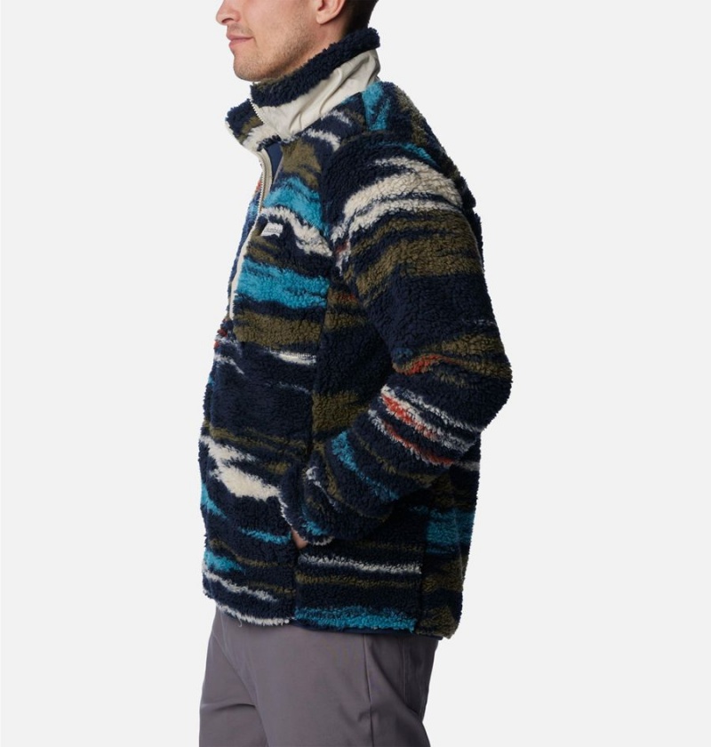 Navy Columbia Winter Pass Printed Men's Fleece Jacket | 52480ZUCF