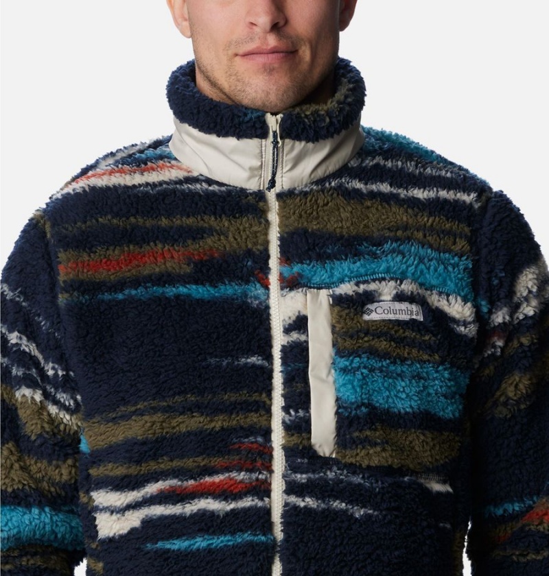 Navy Columbia Winter Pass Printed Men's Fleece Jacket | 52480ZUCF