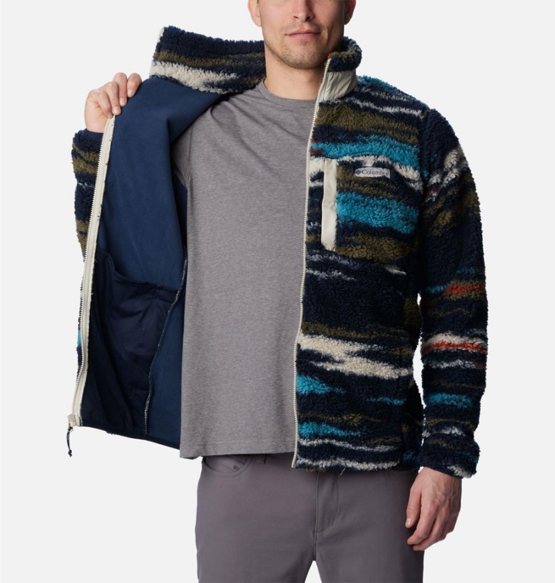 Navy Columbia Winter Pass Printed Men's Fleece Jacket | 52480ZUCF