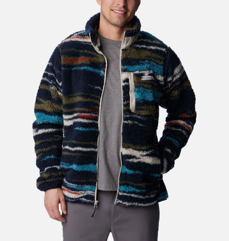 Navy Columbia Winter Pass Printed Men's Fleece Jacket | 52480ZUCF