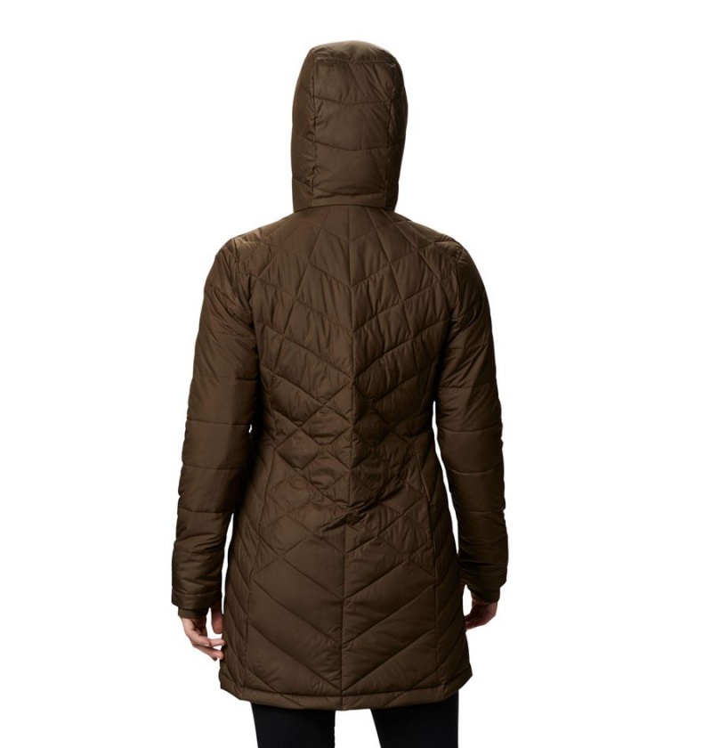 Olive Columbia Heavenly Long Hooded Women's Puffer Jacket | 84023VQZA