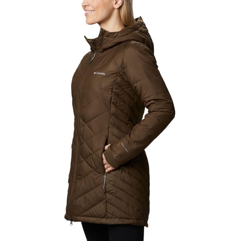 Olive Columbia Heavenly Long Hooded Women's Puffer Jacket | 84023VQZA