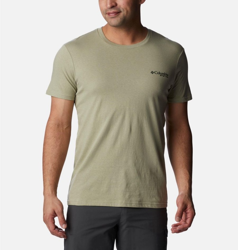 Olive Columbia PFG Gharet Graphic Men's T-Shirt | 26178QYUA