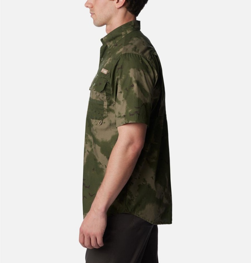 Olive Columbia PHG Super Sharptail Short Sleeve Men's Shirt | 52790GKXH