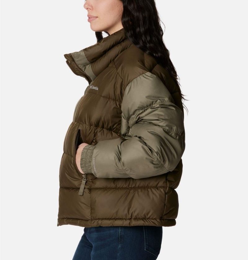 Olive Columbia Pike Lake II Cropped Women's Puffer Jacket | 50193PBAT