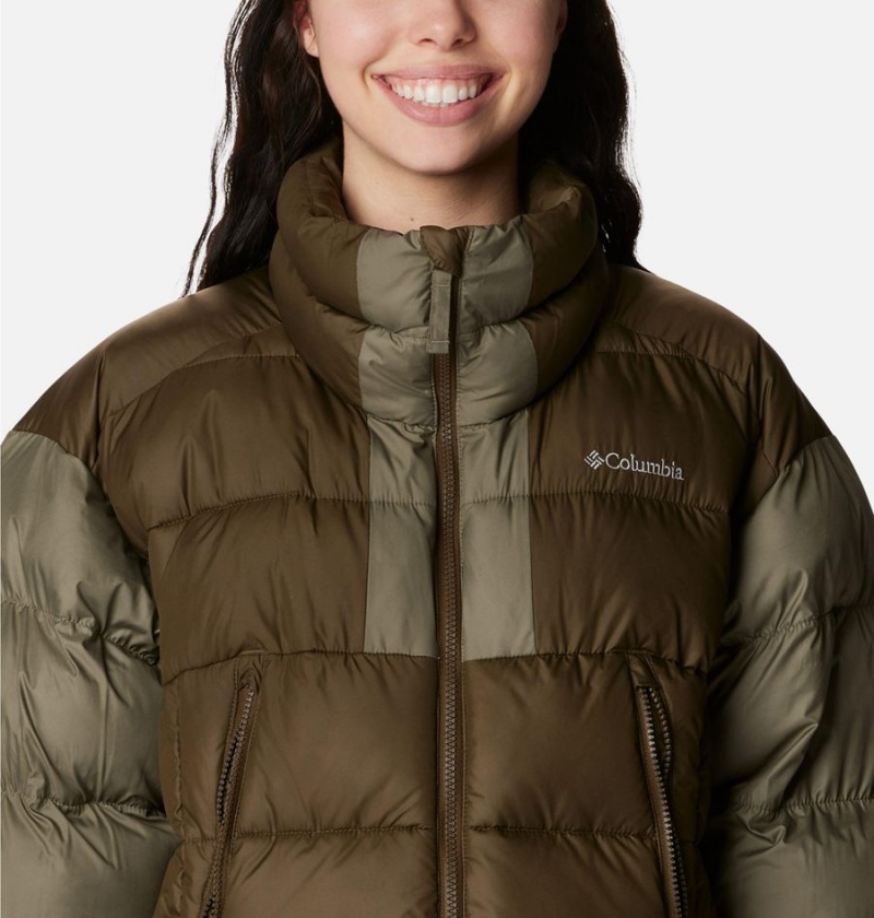 Olive Columbia Pike Lake II Cropped Women's Puffer Jacket | 50193PBAT