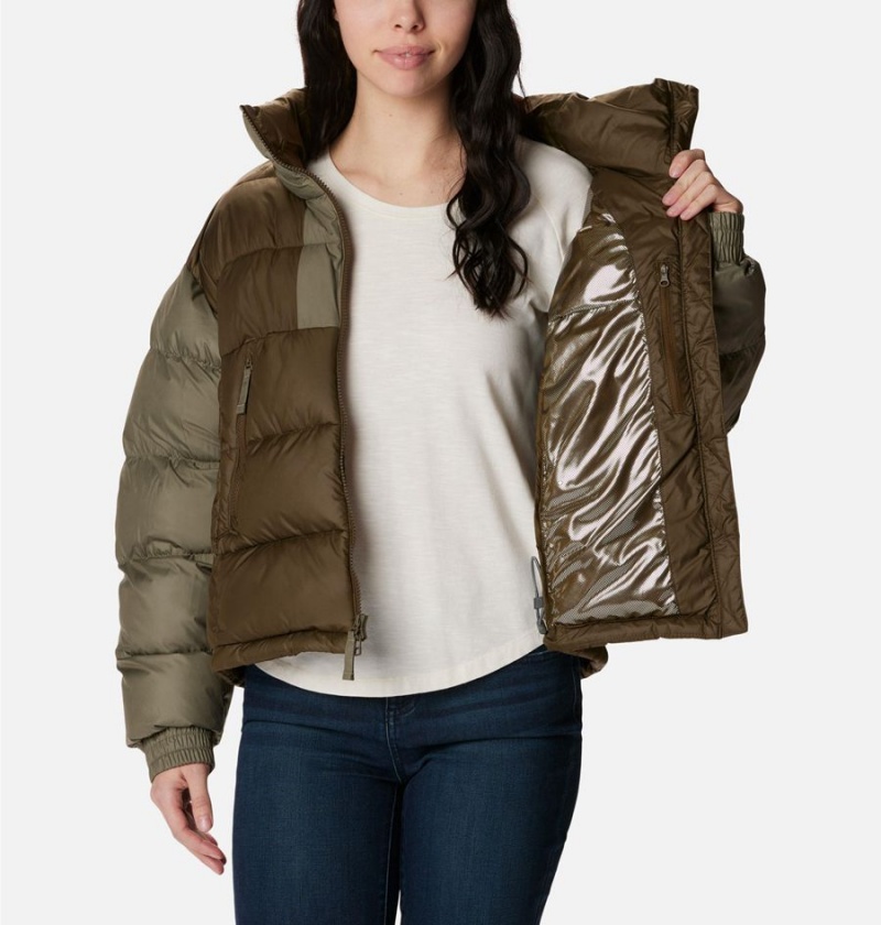 Olive Columbia Pike Lake II Cropped Women's Puffer Jacket | 50193PBAT