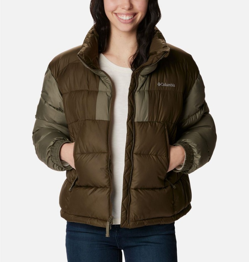 Olive Columbia Pike Lake II Cropped Women's Puffer Jacket | 50193PBAT