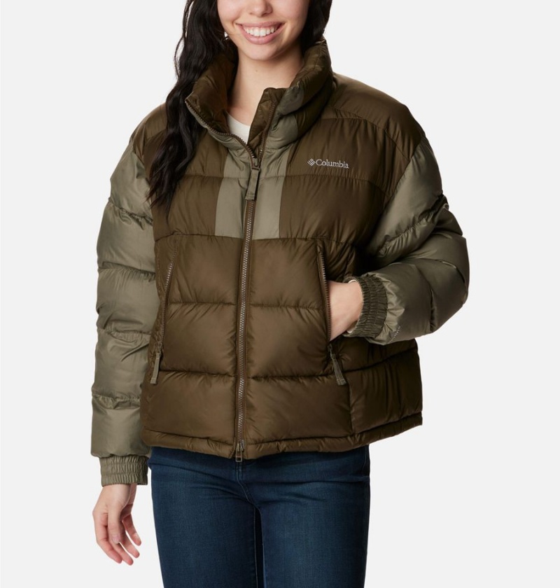 Olive Columbia Pike Lake II Cropped Women\'s Puffer Jacket | 50193PBAT