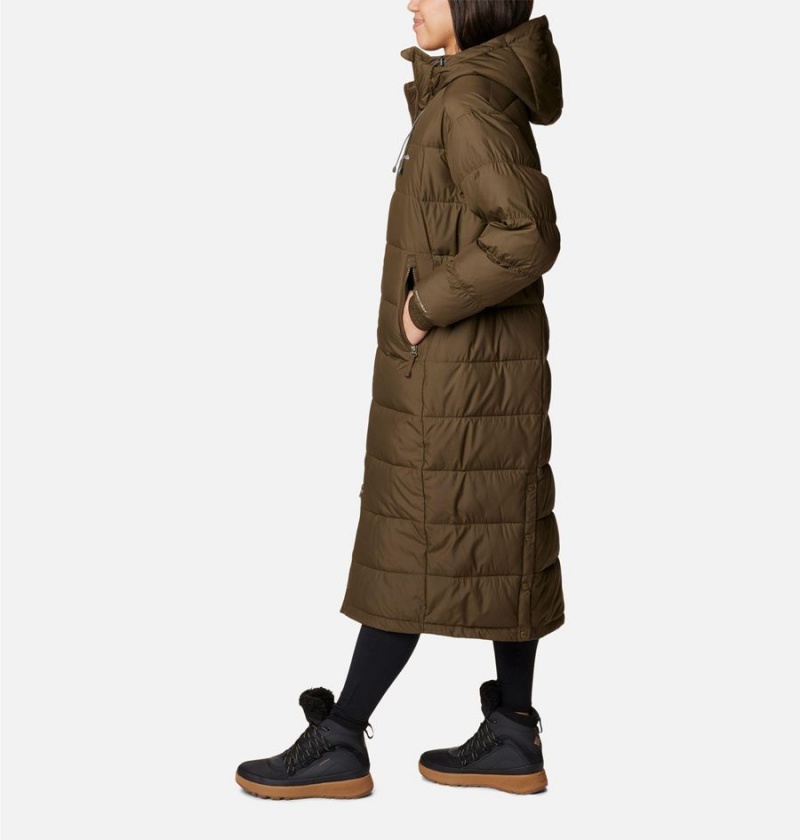 Olive Columbia Pike Lake II Long Women's Puffer Jacket | 59681FVMK