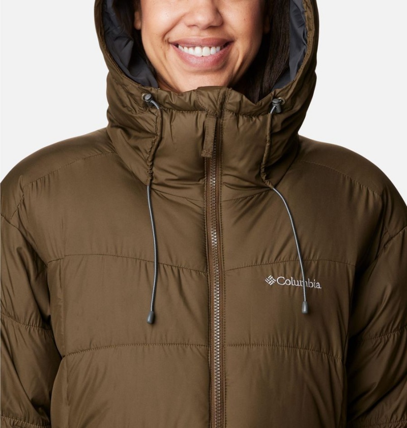 Olive Columbia Pike Lake II Long Women's Puffer Jacket | 59681FVMK