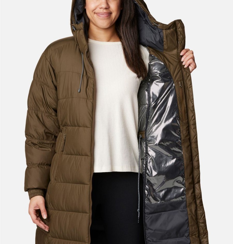 Olive Columbia Pike Lake II Long Women's Puffer Jacket | 59681FVMK