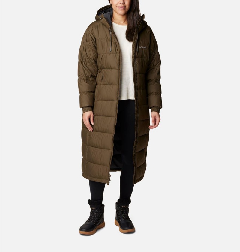 Olive Columbia Pike Lake II Long Women's Puffer Jacket | 59681FVMK