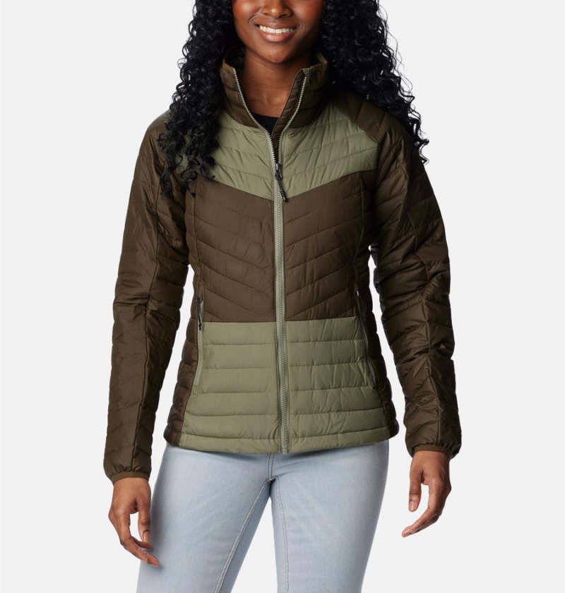 Olive Columbia Powder Lite II Full Zip Women\'s Puffer Jacket | 79462KDRY