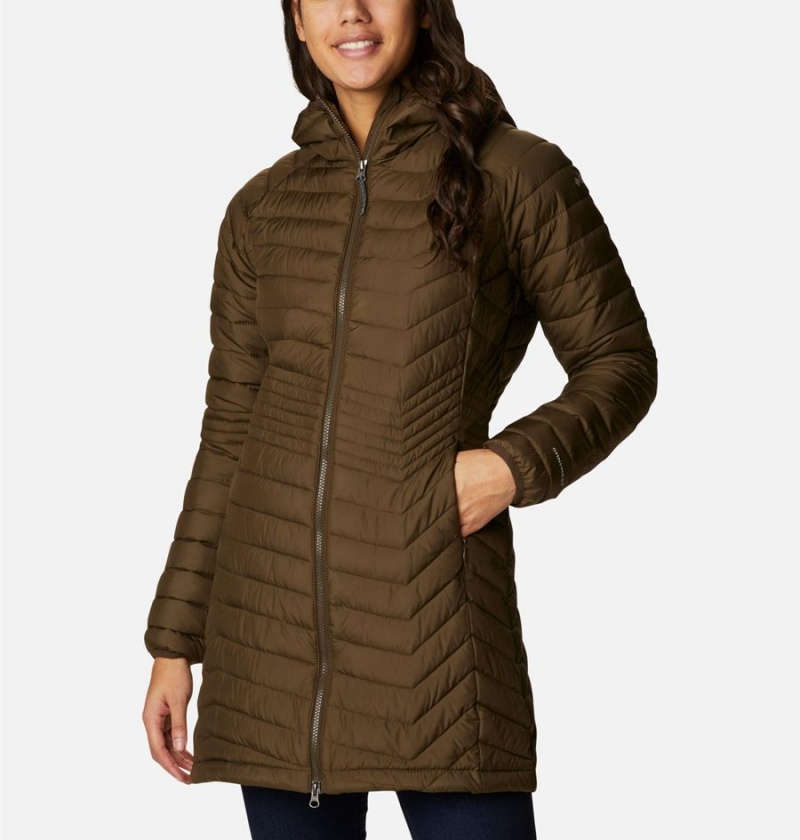 Olive Columbia Powder Lite Mid Women\'s Puffer Jacket | 82739ZSNX