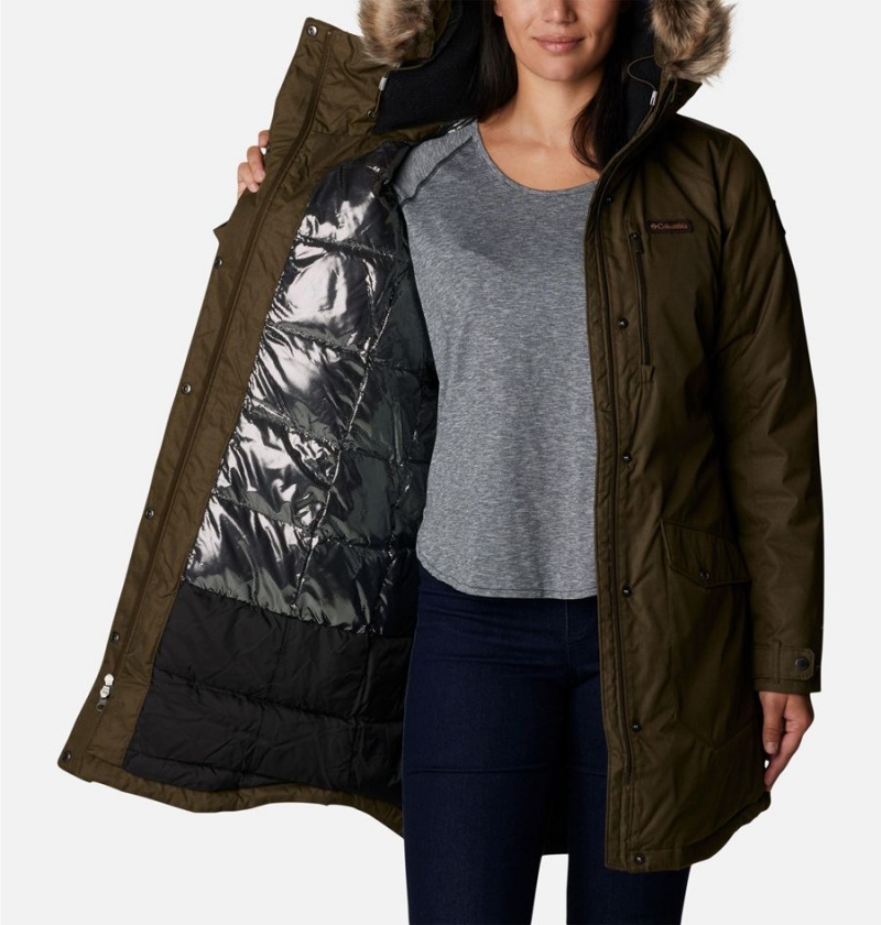 Olive Columbia Suttle Mountain Long Insulated Women's Coats | 59672CNFO