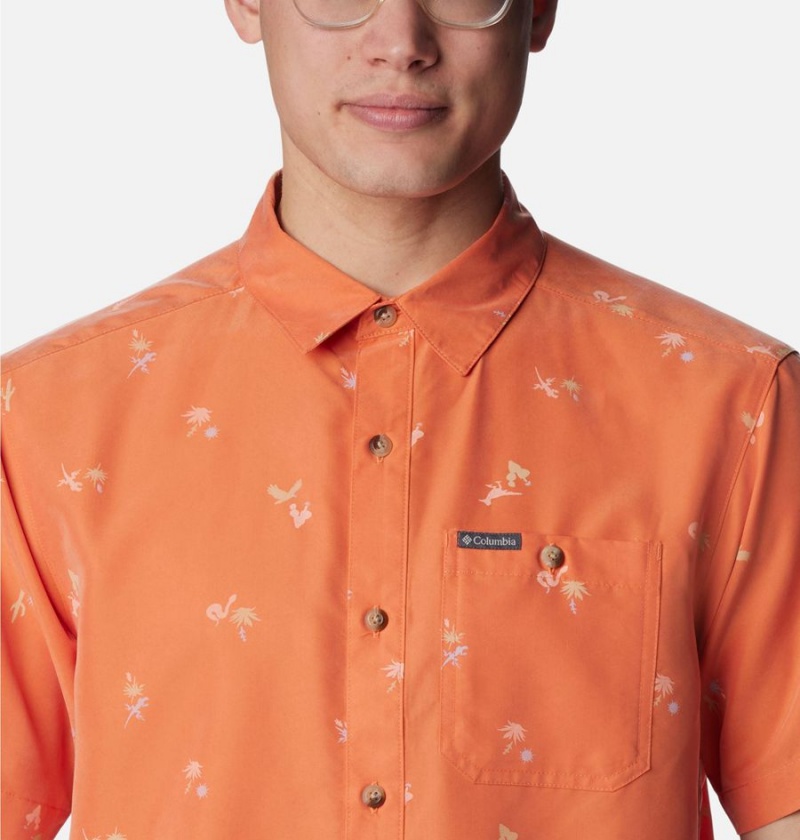 Orange Columbia Captree Island Short Sleeve Men's Shirt | 83941JBMV