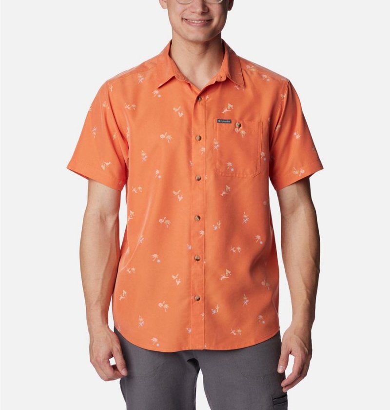 Orange Columbia Captree Island Short Sleeve Men\'s Shirt | 83941JBMV