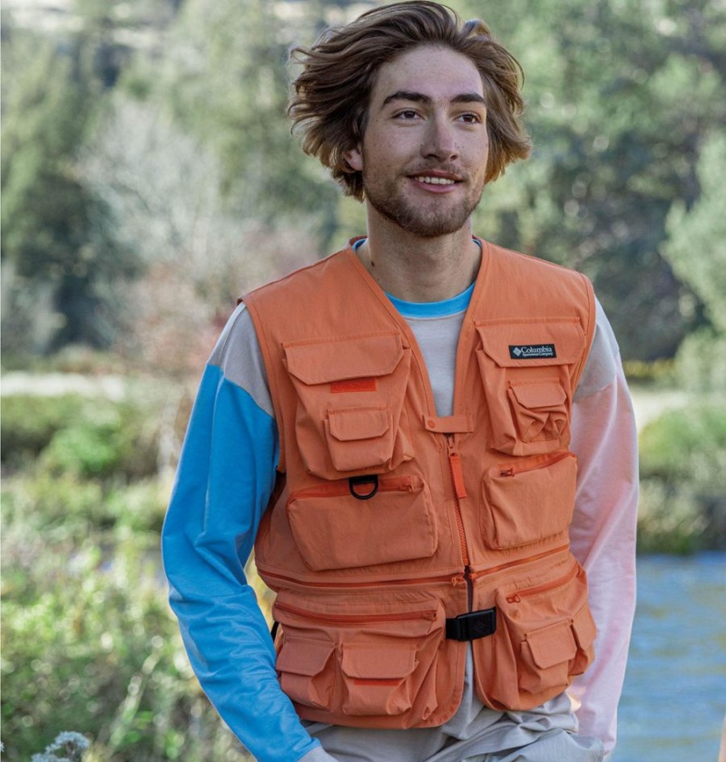 Orange Columbia Field Creek Big Horn Men's Vest | 30678ZEQF