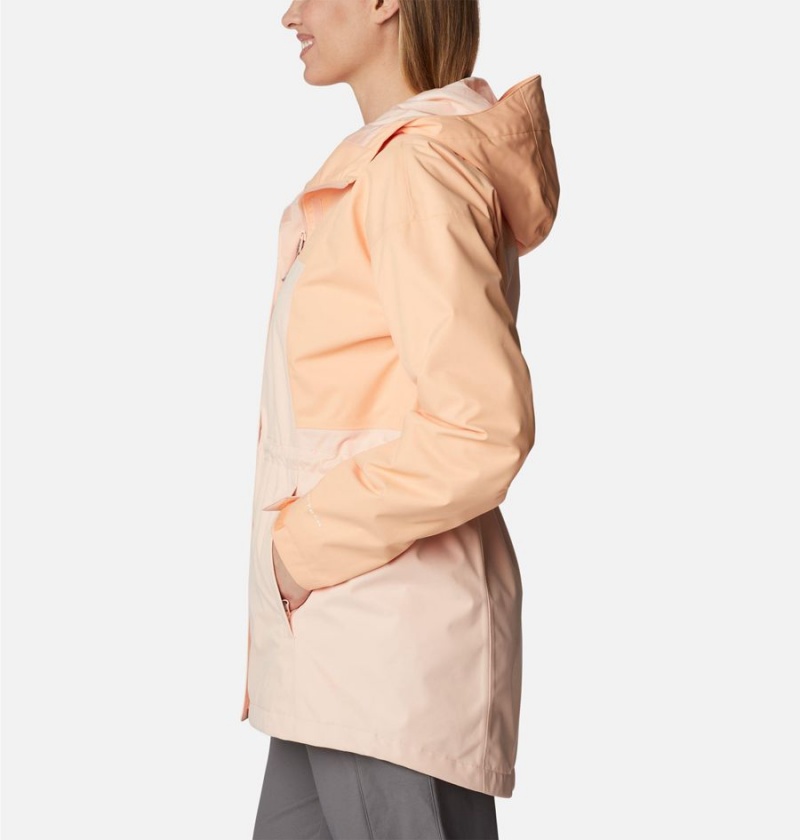 Orange Columbia Hikebound Long Women's Rain Jacket | 54829HQPV