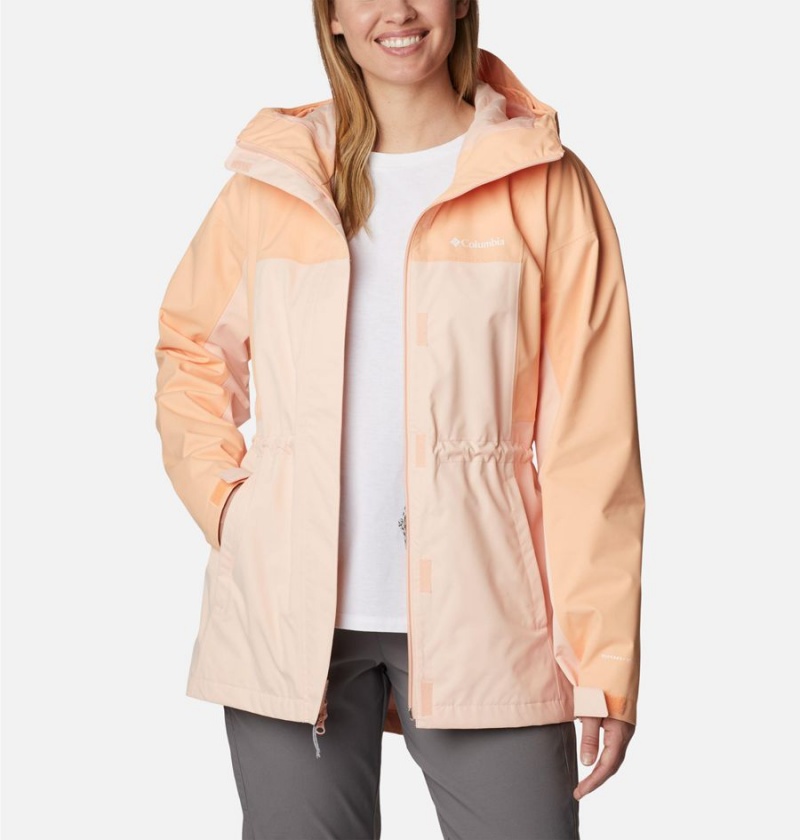 Orange Columbia Hikebound Long Women's Rain Jacket | 54829HQPV