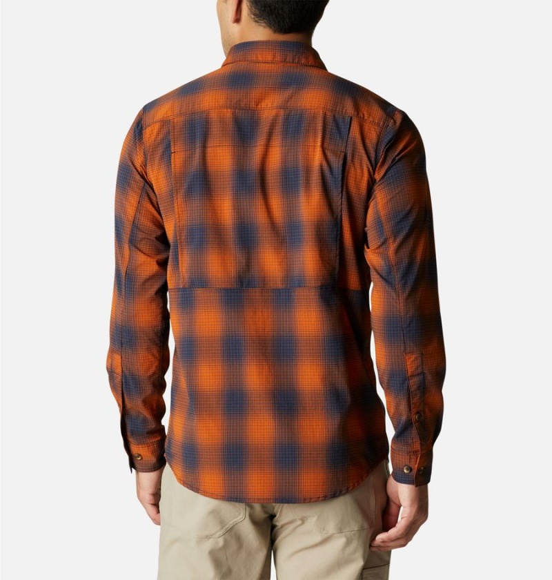 Orange Columbia Newton Ridge II Plaid Long Sleeve Men's Shirt | 51380QOXH