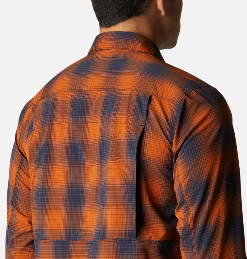 Orange Columbia Newton Ridge II Plaid Long Sleeve Men's Shirt | 51380QOXH