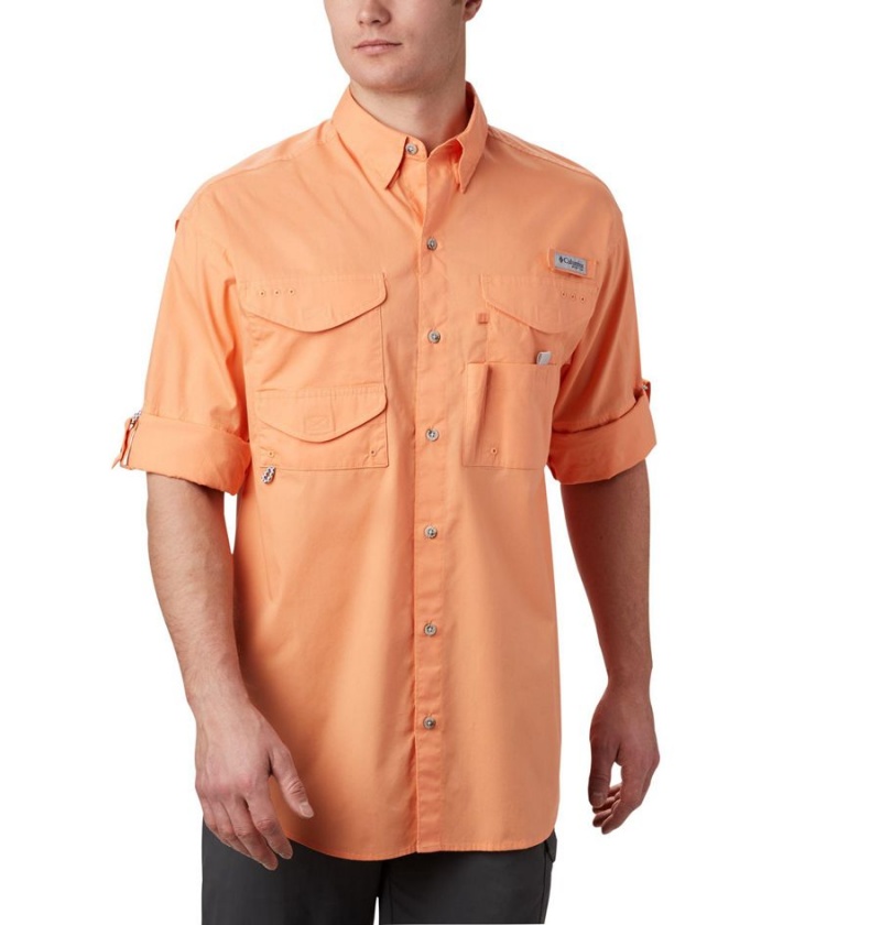 Orange Columbia PFG Bonehead Long Sleeve Men's Shirt | 96027EWCM