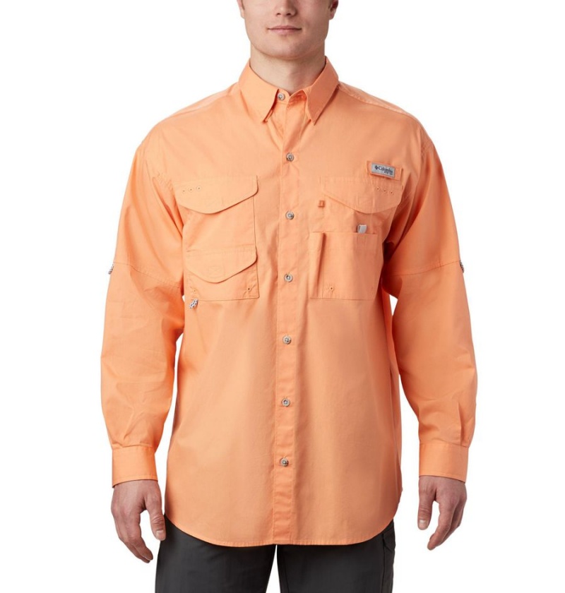 Orange Columbia PFG Bonehead Long Sleeve Men\'s Shirt | 96027EWCM