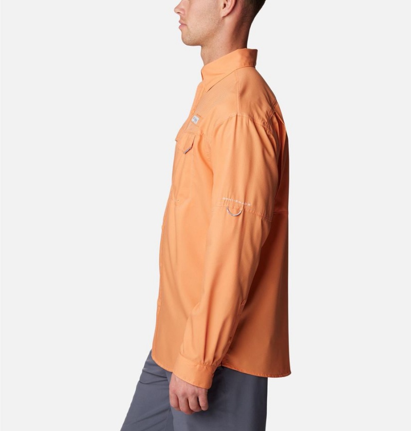 Orange Columbia PFG Low Drag Offshore Long Sleeve Men's Shirt | 56084WEJQ