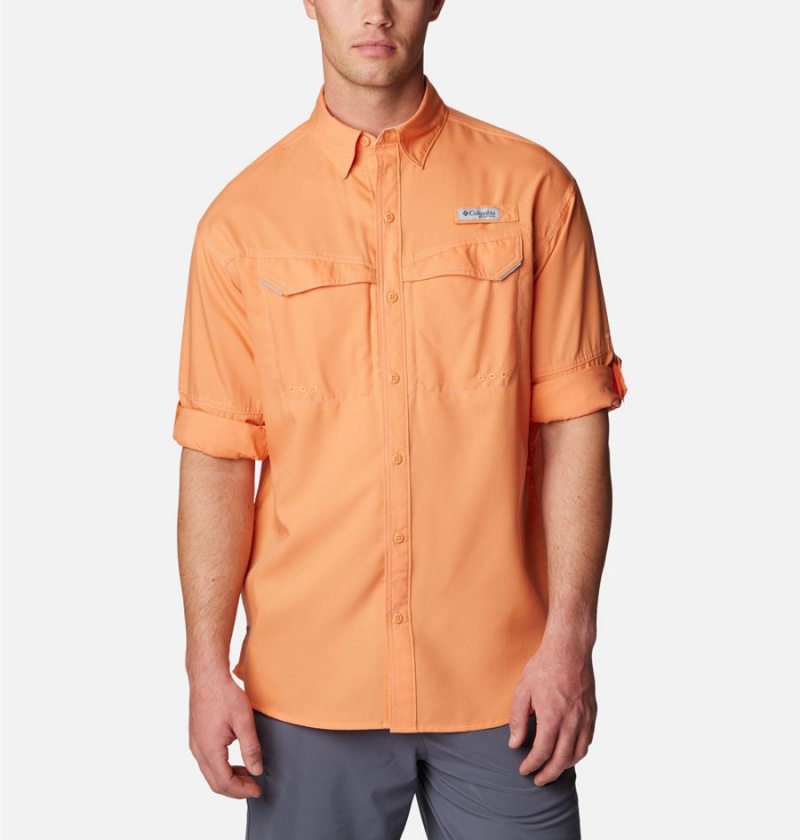 Orange Columbia PFG Low Drag Offshore Long Sleeve Men's Shirt | 56084WEJQ