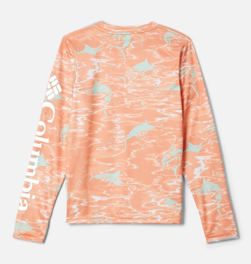 Orange Columbia PFG Super Terminal Tackle Long Sleeve Kids' T-Shirt | 39042JDMQ