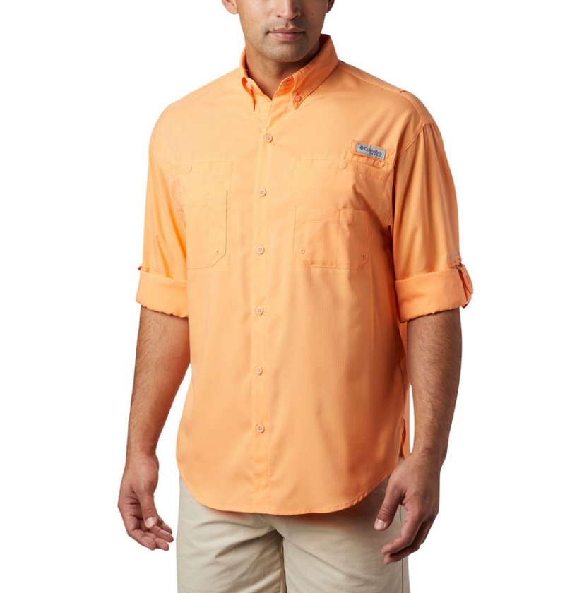 Orange Columbia PFG Tamiami II Long Sleeve Men's Shirt | 07435QBTU