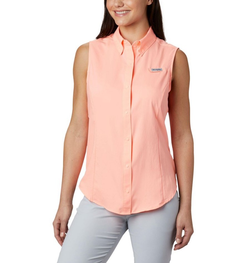 Orange Columbia PFG Tamiami Sleeveless Women\'s Tank Top | 29346DAZR