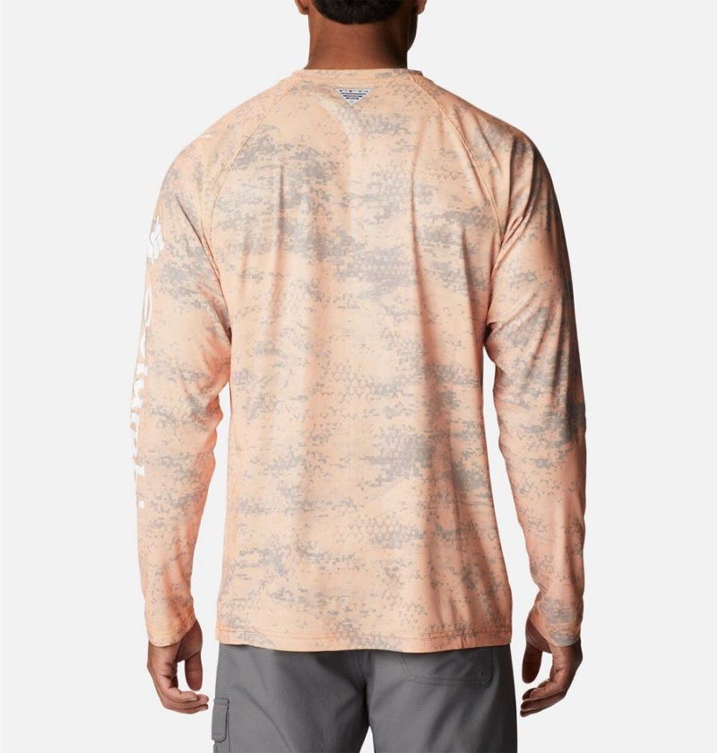 Orange Columbia PFG Terminal Deflector Printed Long Sleeve Men's T-Shirt | 21645JLVK