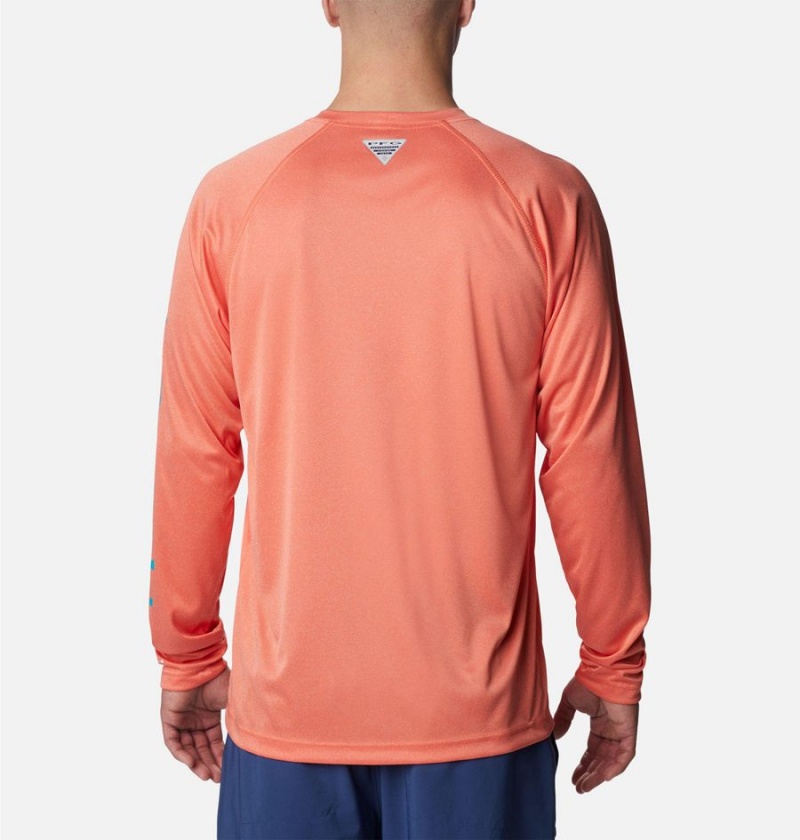 Orange Columbia PFG Terminal Tackle Heather Long Sleeve Men's T-Shirt | 83679UVYC