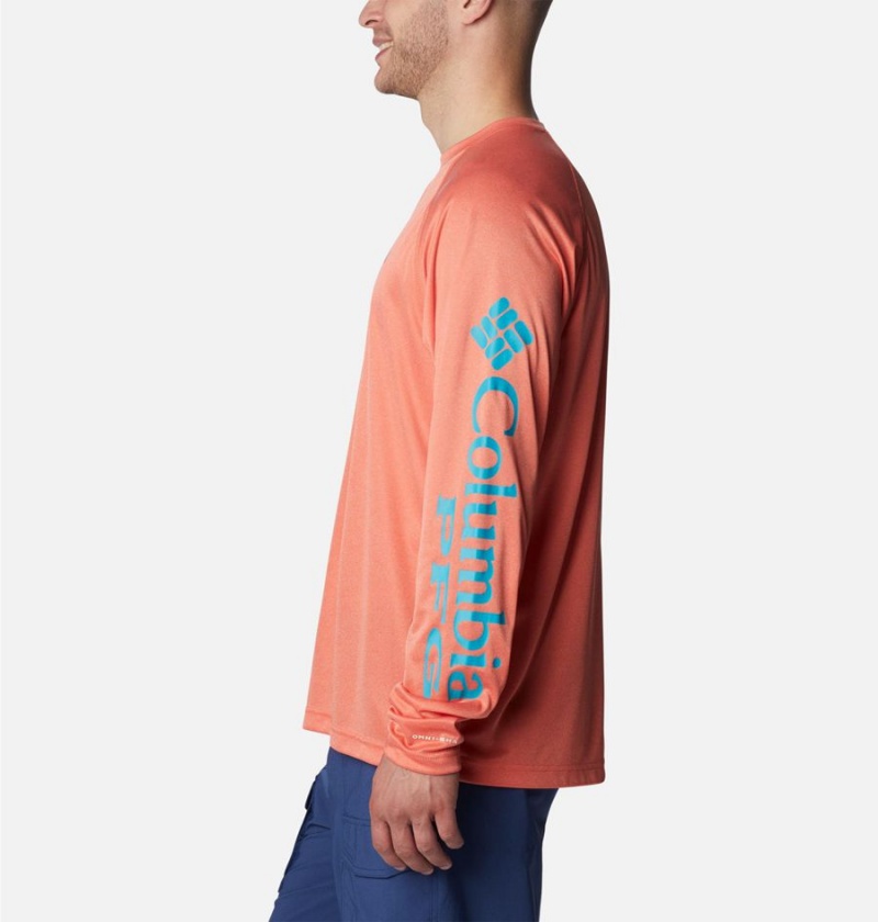 Orange Columbia PFG Terminal Tackle Heather Long Sleeve Men's T-Shirt | 83679UVYC