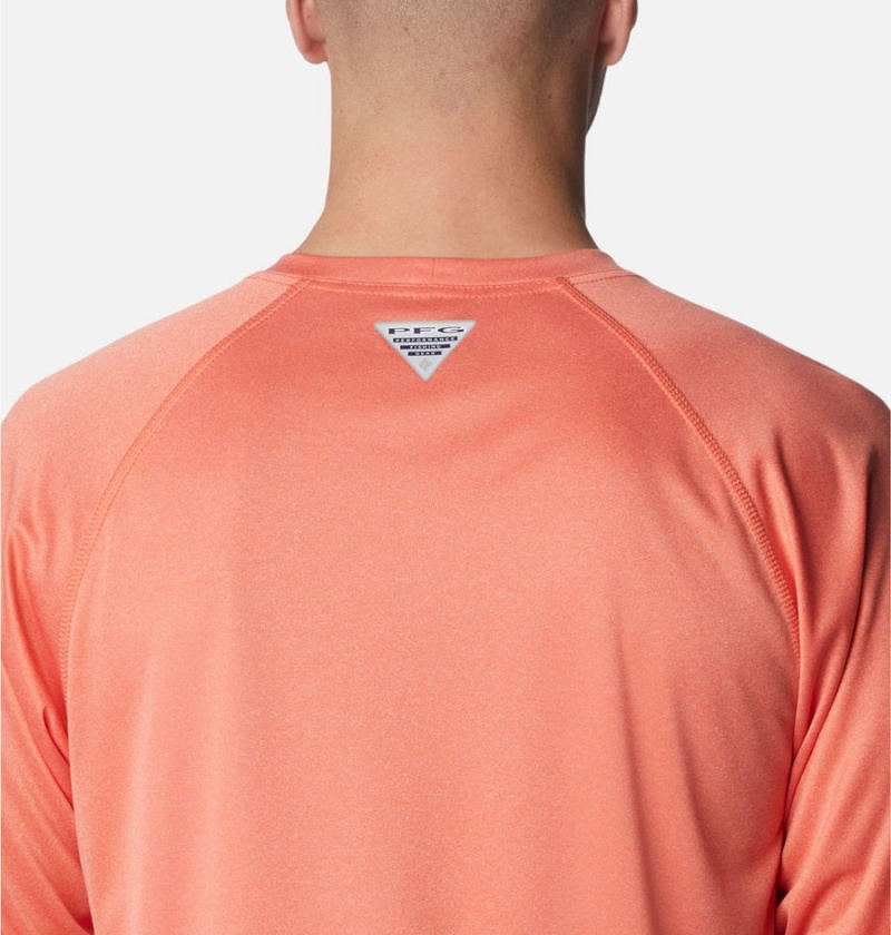 Orange Columbia PFG Terminal Tackle Heather Long Sleeve Men's T-Shirt | 83679UVYC