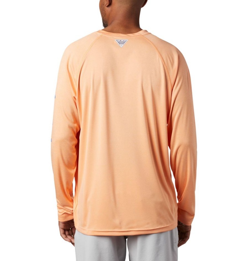 Orange Columbia PFG Terminal Tackle Heather Long Sleeve Men's T-Shirt | 41092LWCX