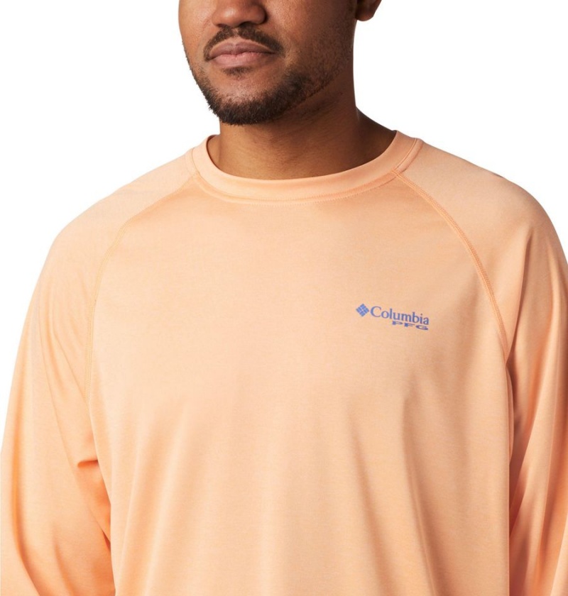 Orange Columbia PFG Terminal Tackle Heather Long Sleeve Men's T-Shirt | 41092LWCX