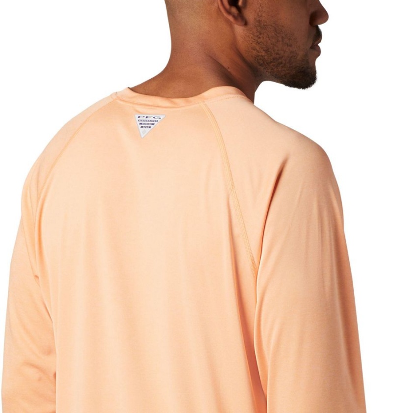 Orange Columbia PFG Terminal Tackle Heather Long Sleeve Men's T-Shirt | 41092LWCX