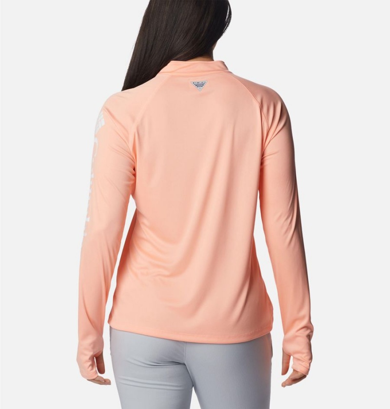 Orange Columbia PFG Tidal Quarter Zip Long Sleeve Women's T-Shirt | 15374CMYS