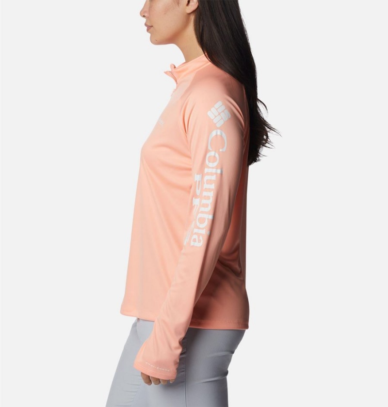 Orange Columbia PFG Tidal Quarter Zip Long Sleeve Women's T-Shirt | 15374CMYS