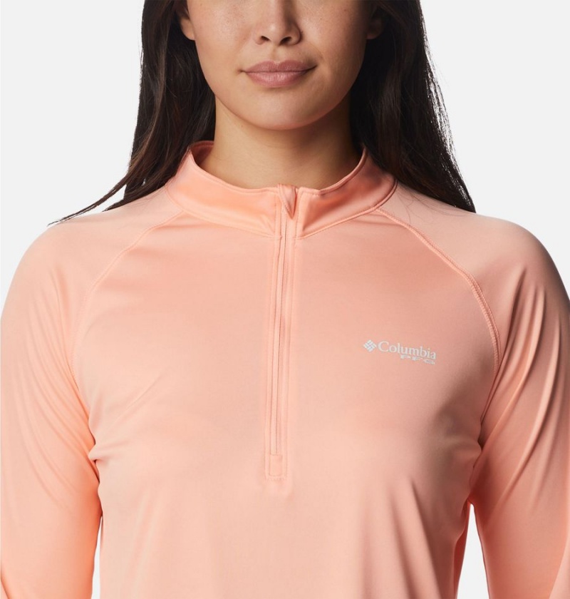 Orange Columbia PFG Tidal Quarter Zip Long Sleeve Women's T-Shirt | 15374CMYS