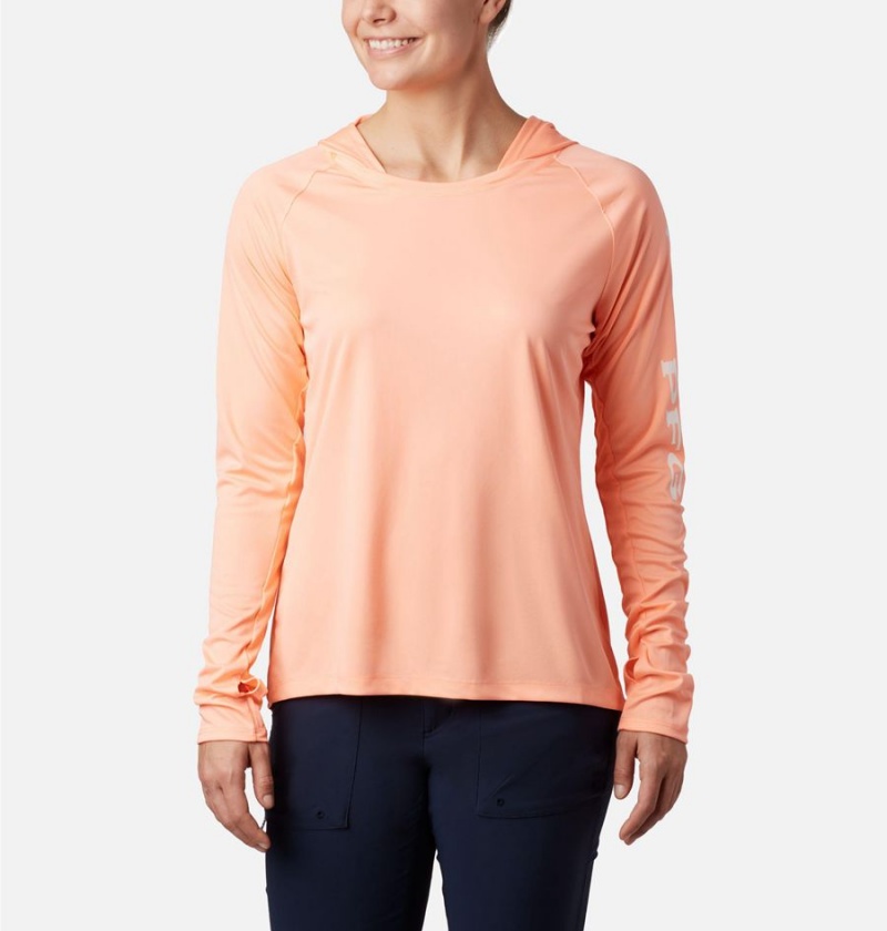 Orange Columbia PFG Tidal Tee Women\'s Hoodie | 40825FLHI