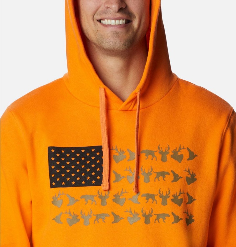 Orange Columbia PHG Game Flag II Men's Hoodie | 36849DTSU