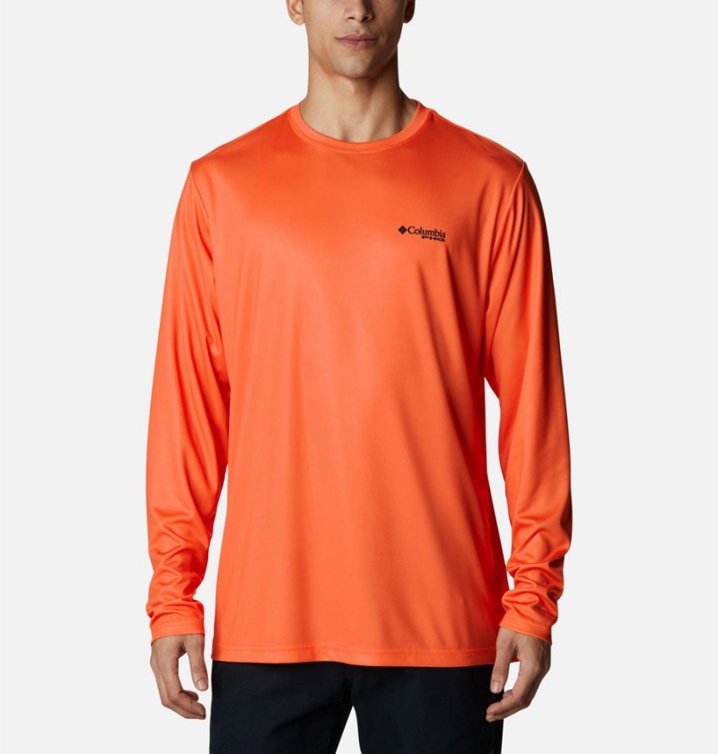 Orange Columbia PHG Terminal Shot Game Flag Long Sleeve Men's T-Shirt | 96237ZWFT